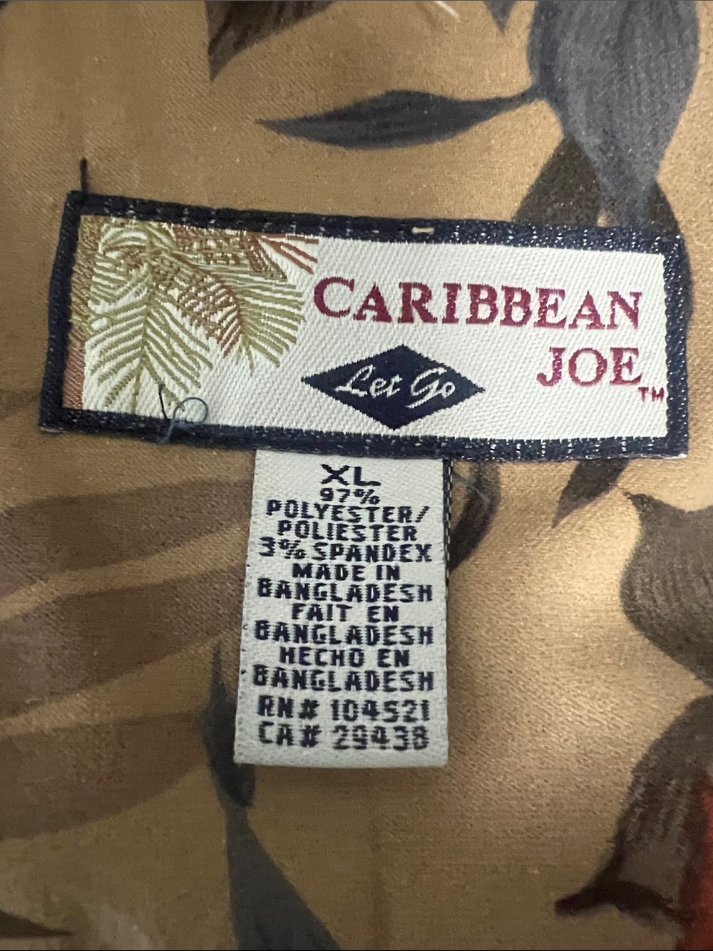 Caribbean Joe Olive Green Tan Floral Button-Down Shirt - Picture 2 of 8